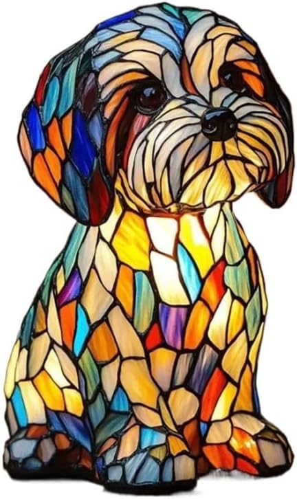 Donubiiu Handgefertigte Lampe, Dackel Bulldogge Border Collie Pudel, Dekorative Led Hundelampe, die Herzen Erstrahlen lässt (Malteser)