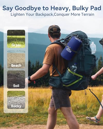 Image of Hikenture Double Sleeping Pad for Camping, Ultralight 4 inch Extra-Thick Camping Mattress 2 Person, Inflatable Backpacking Sleeping Mat, Hiking Air Mattress for Tent (Navy Footpump 79x55in)