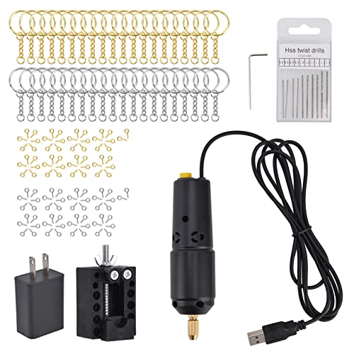 TOOLSGO Black USB Mini Electric Drill Kit Precision Srilling Machine US Plug AC 100-240V Adjustable Power Tool for Jade Jewelry Making DIY Crafting