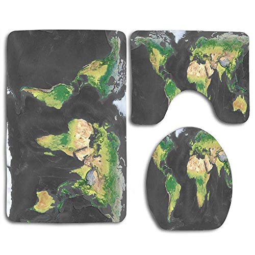 Maschinenwaschbare Badematten Afrika Geographie Weltkarte Rendern Bildung Ausbildung 3D Vintage Amerika Asien Australien…