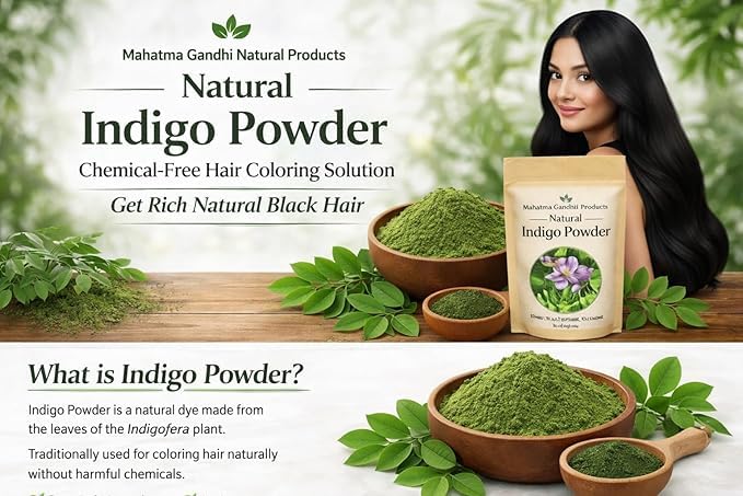Image of Pulendra - Indigo Powder Organic for Hair Black - 200g | Neeli avuri powder for Hair | Natural Hair Color Dye | 100% Pure & Chemical-Free