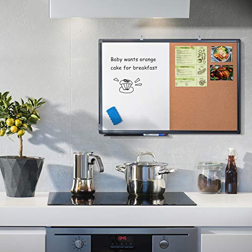 Combination Board, 36 X 24 Magnetic Whiteboard & Cork Board, Dry Erase Board Bulletin Combo Board For Home Office Classroom, 3' X 2' Wall Mounted Memo Message Board #TOP6