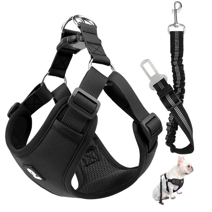 S Dog Safety Harness, 36-50cm Adjustable Car Travel Belt for Small Dogs