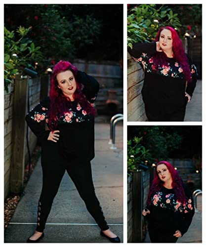 Image of CARCOS Plus Size Tops for Women Color Block Flower /Striped /Camo Crew Neck Long Sleeve Tee Shirt