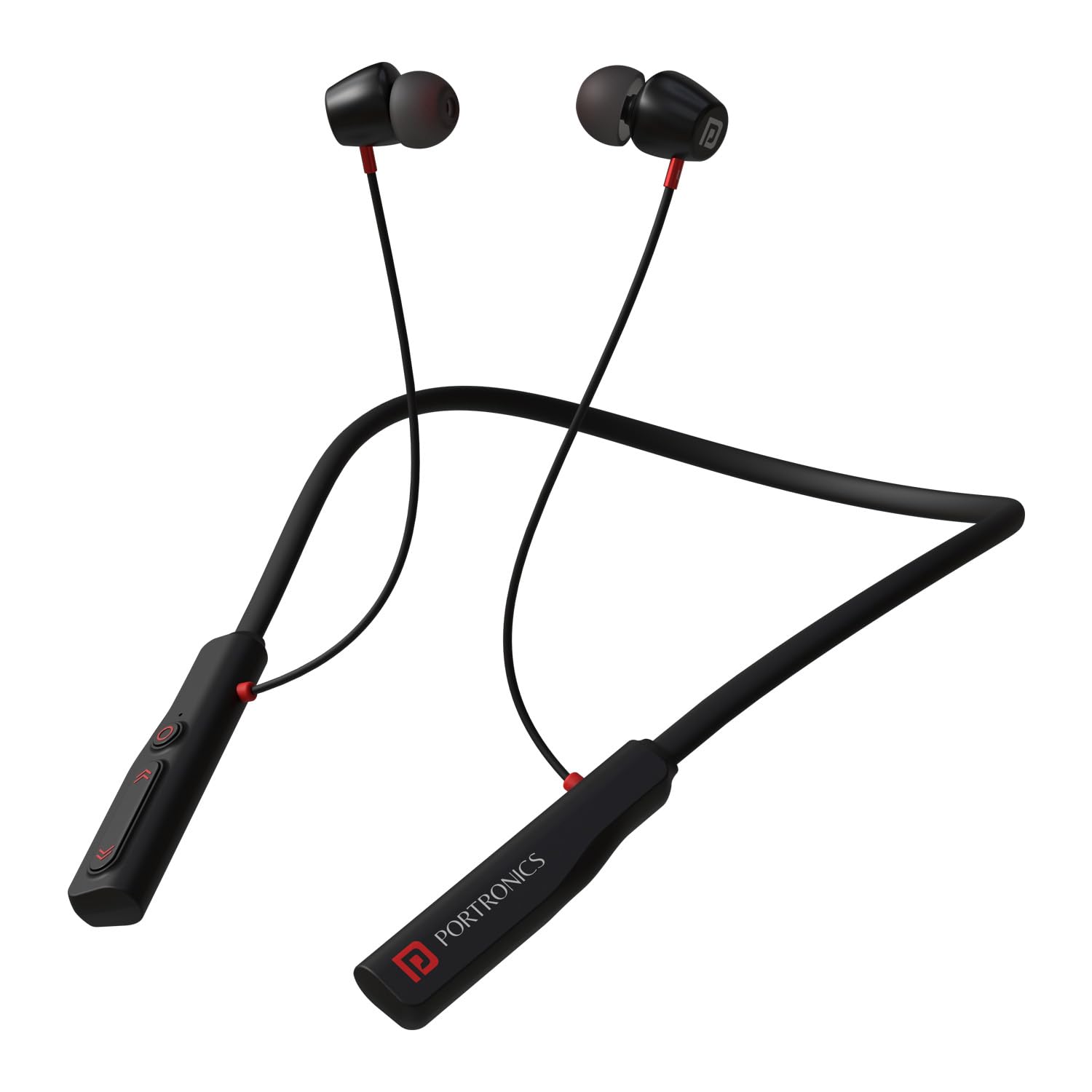 Portronics Harmonics Z11 Bluetooth Wireless in Ear Earphones with Upto 35 Hours Playback & Magnetic Earbuds(ON/Off), 10mm Dynamic Driver, High Bass, HD Mic, Redial Button, Type C Fast Charging(Black)
