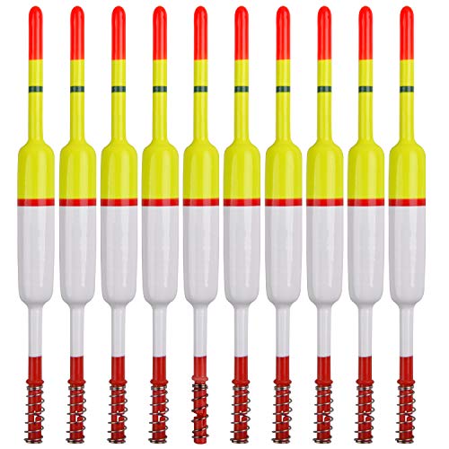 OROOTL Fishing Floats and Bobbers Wood Slip Bobbers for Fishing Balsa Floats Spring Slip Bobbers for Crappie Catfish Panfish Walleyes Fishing Tackle Accessories 10 Pack
