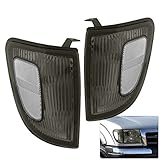 Toyota Tacoma Pickup Truck 2WD Replacement Front Bumper Corner Lights Lamps Left Right Driver Passenger Set Pair Chrome Housing Smoked Lens Clear Reflectors
