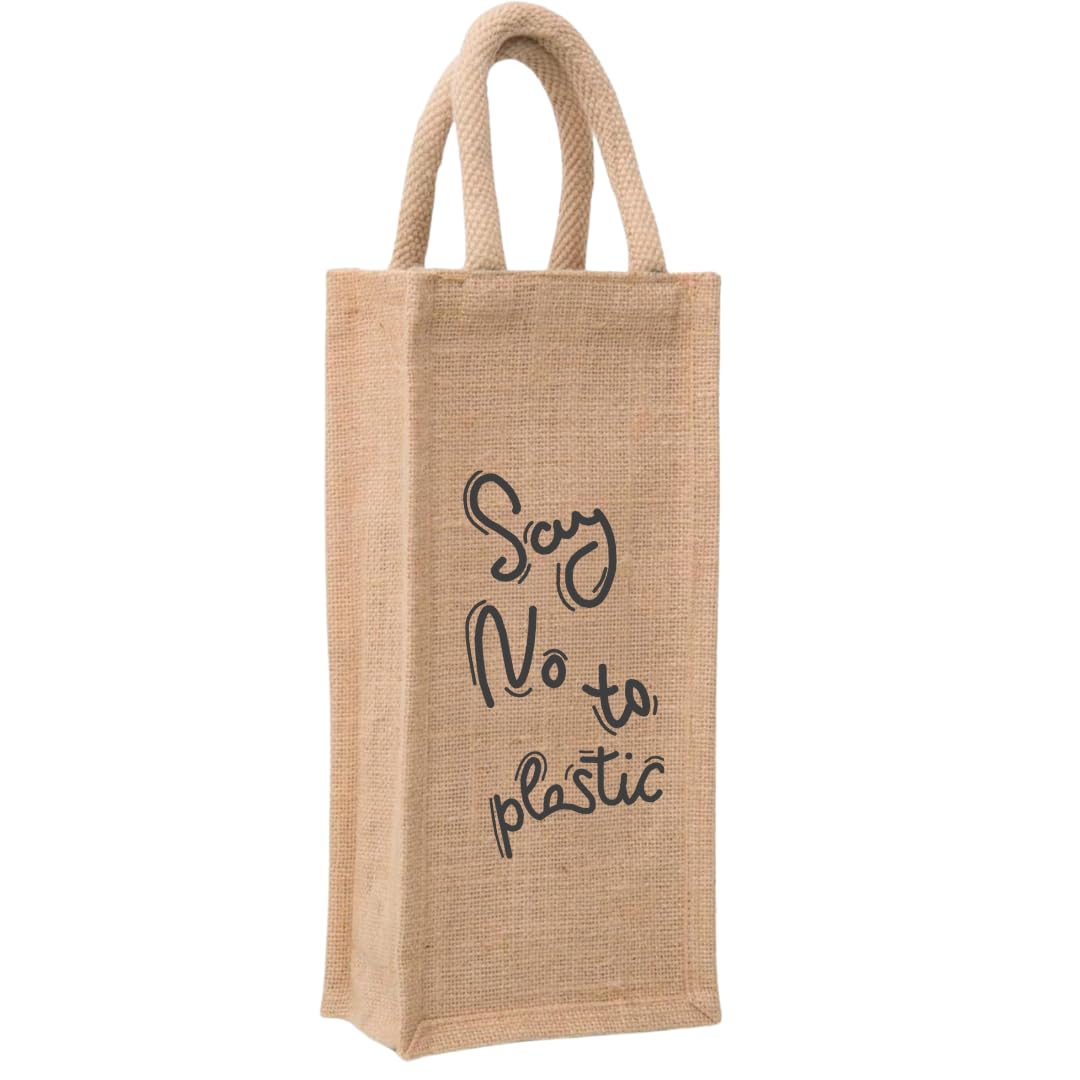 ROOTSECO Jute Bottle Bag – Water Bottle Cover for 1L to 2L / Gift Bags, Bottle Sling for Office, Travel and Carrier Use Sustainable Jute Bag with Vibrant Prints for Stylish Gifting (1, Design B)-image-24