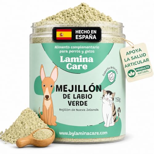 Lamina Care - Mejillón de Labio Verde en Polvo para Perros y Gatos 150 g - Antiinflamatorio Natural para Articulaciones, Cartílago y Movilidad - Se Mezcla con la Comida