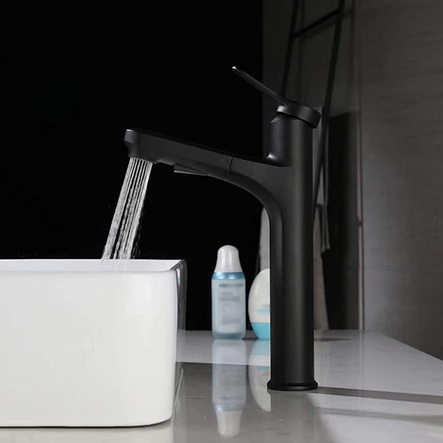 Wasserhahn Bad für Waschbecken Wasserhahn Bad Waschtischarmatur Ausziehbar Hoch Badarmaturen Mischbatterie Waschtischmischer Armatur mit Handbrause 2 Strahlarten Dusche Waschbecken Wasserhahn Chrom