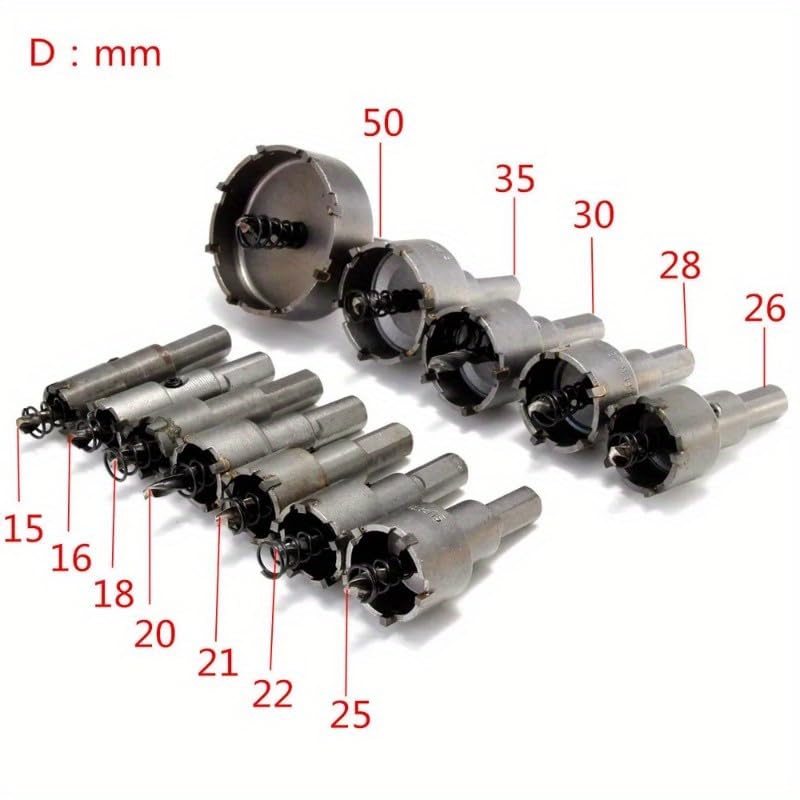 A Tazza For Metallo, 12 Pezzi, 15 Mm, 50 Mm, Set Di Punte Da Trapano In Lega For Legno, Plastica, Metallo, Taglio, Utensili Ad Alte Prestazioni E Resistenti