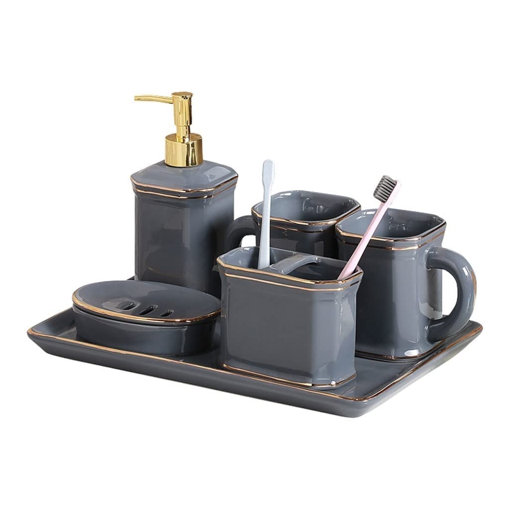 Dozownik do płynów Kubek ceramiczny na szczoteczkę do zębów, słoik na zęby, kubek do płukania ust, dozownik mydła, zestaw mydelniczek z tacką Dozownik do mydła w płynie do kuchni (rozmiar: XS