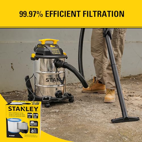 Image of STANLEY HEPA Vacuum Filter Replacement 08-2566BP, Fit for Most 5-18 Gallon Wet Dry Vacuum Cleaner, Compatible with SL18115, SL18115P, SL18116, SL18116P, SL18191P, SL18199P, SL18117, SL18701P-10A