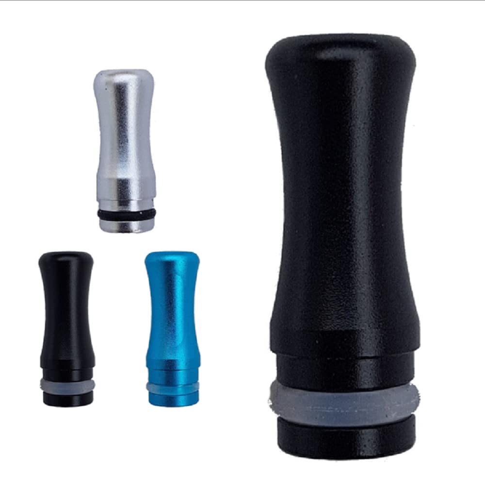 ATST 3 Pack Coloured 510 Concave Shaped Aluminium Vape Drip Tip Mouthpiece Mouthtip (Black, Blue, Silver)