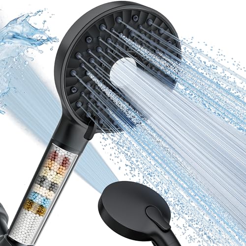 Image of Magichome Shower Head with Handheld, High Pressure 10-Spray Detachable Chrome Showerhead with Stainless Steel Hose, Black