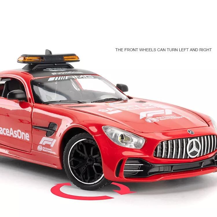 Image of BlackZone 1:24 Scale F1 Track Safety Car Compatible for Marcedes- GTR Diecast Model, Pull Back Toy Car with Light and Sound, Alloy Collectible for Kids and Adults (1:24 F1 Marcedes-RED)