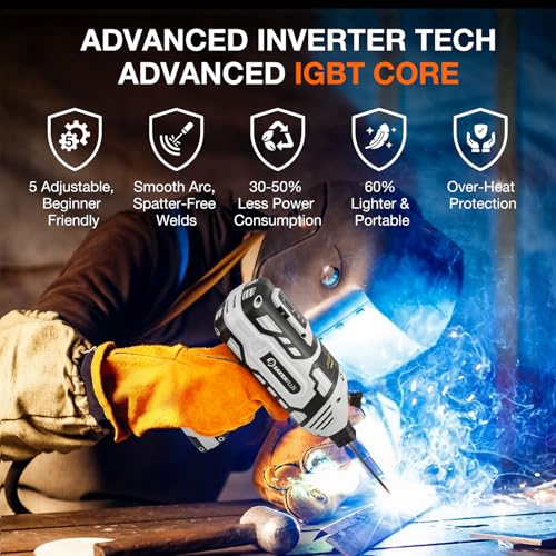 Image of Sakerplus Portable Welding Machine, Handheld Welder Machine 110V, ARC Portable Welder with IGBT Inverter 5 Variable Current Adjustment, 30pcs 3 /32 inch Wire Rods, Welding Helmet, Carring Case Included
