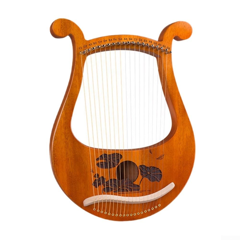 Lyre harpe légère en acajou avec 19 cordes, clé d'accordage et cordes supplémentaires pour un jeu facile (roue)