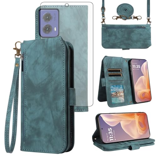 Housse Motorola G85 5G étui portefeuille bleu idéal pour voyager léger