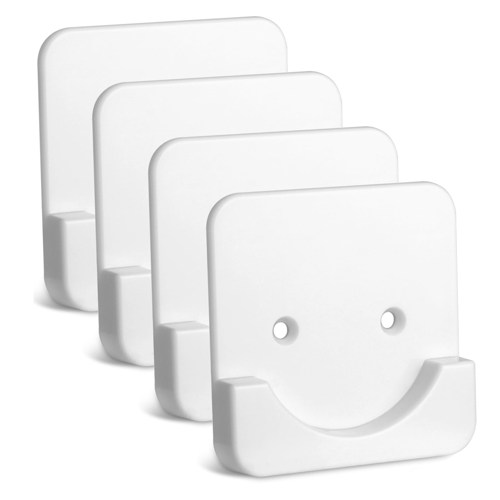 4 Pack Adhesive Shower Tension Rod Holder for Tile | Shower Curtain Rod Retainer for Wall Mount | No Drilling | Stick On | White (Shower Curtain Rod Not Included)