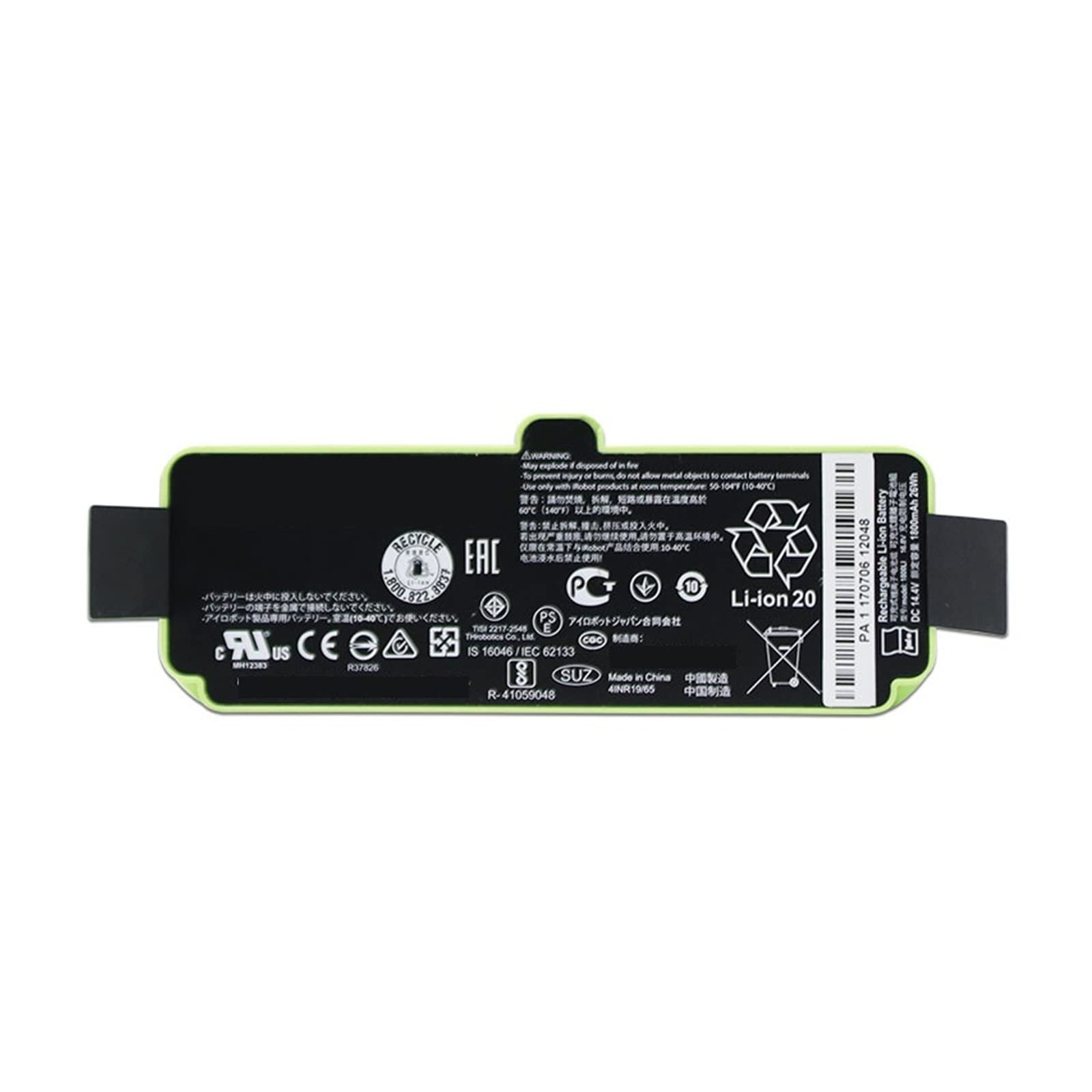 Batterie Ni-MH 4.8Ah Pour IRobot Roomba - 14.4V - Compatible Séries 500, 600, 700, 800 - Avec 2 Brosses