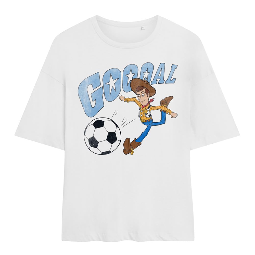 Disney Women's Toy Story Woody Goal Oversized T-Shirt, White | Size: 2XL