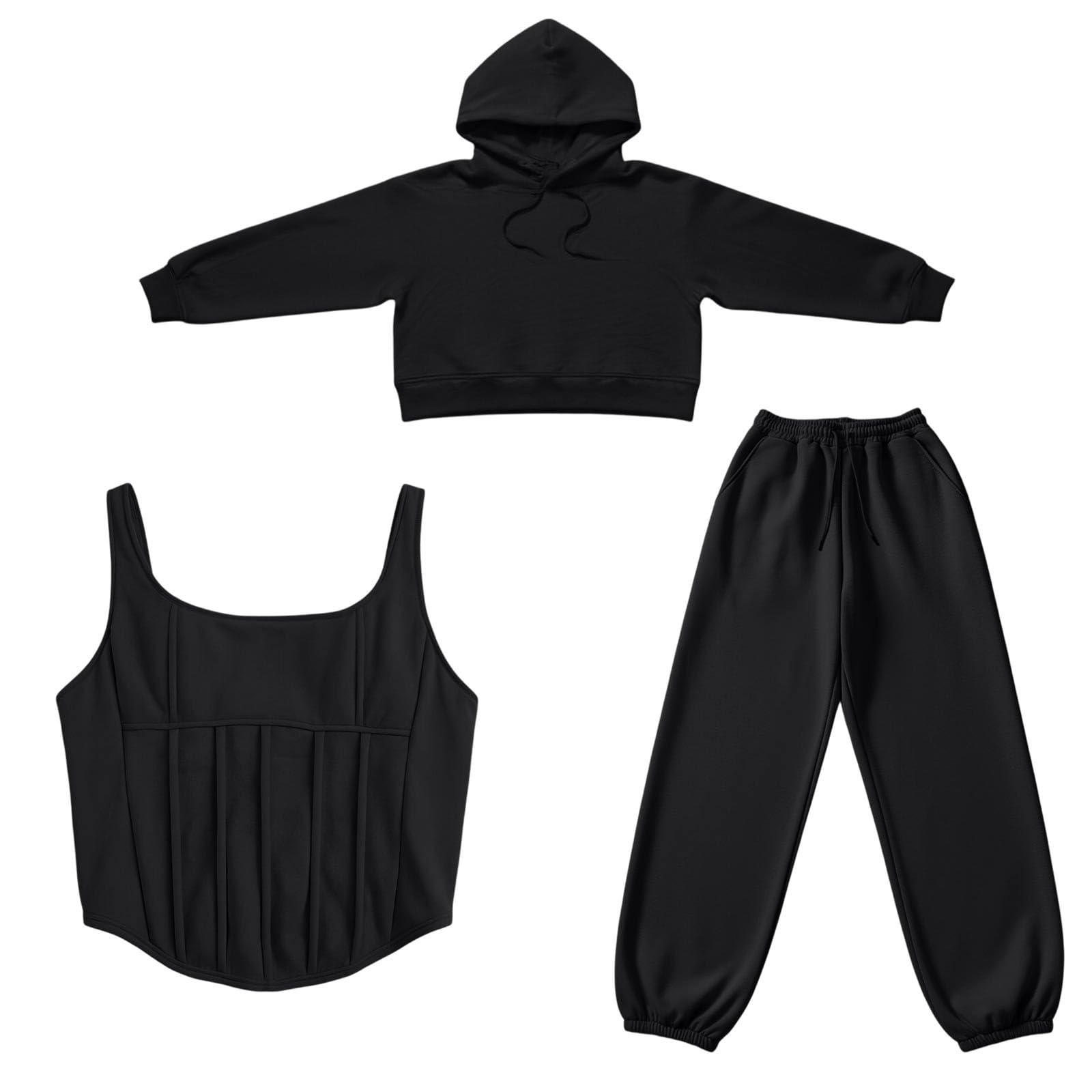 Tracksuit - Conjunto de 3 piezas con capucha y pantalón para mujer