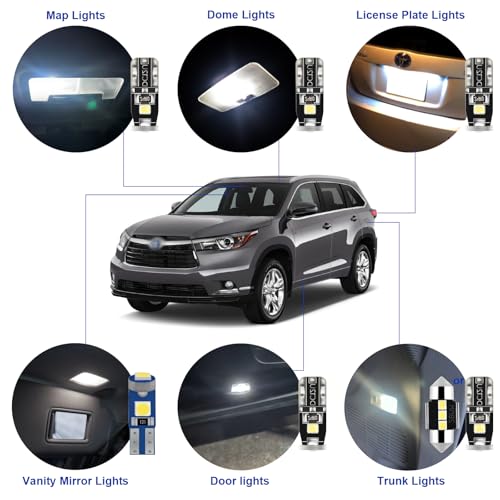 Kit de 14 luces LED interiores para Toyota Highlander 2014-2019 miniatura 3