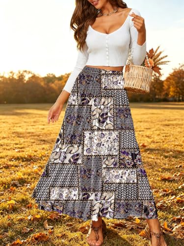 Image of NASHALYLY Women's Chiffon Elastic High Waist Pleated A-Line Maxi Skirts