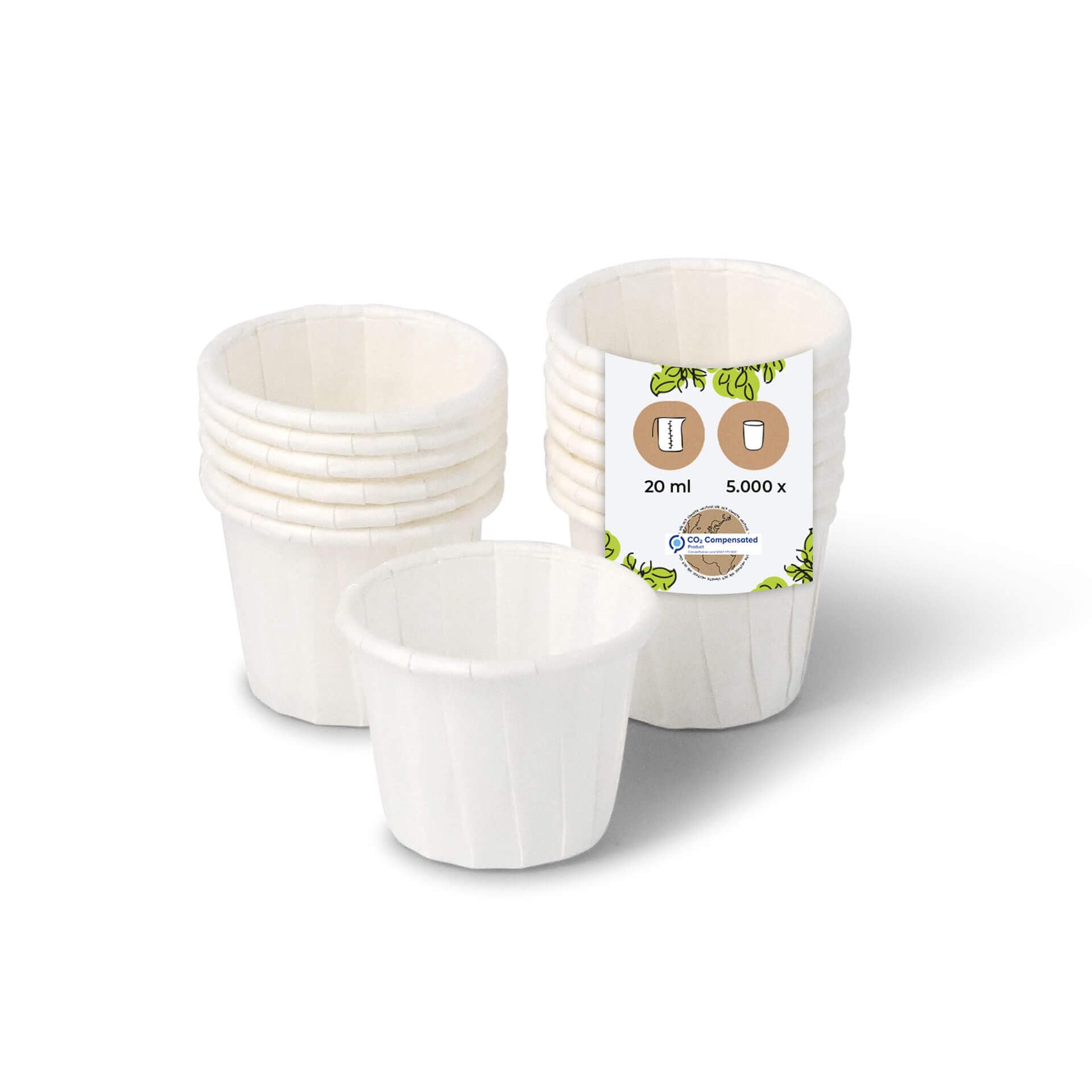 BIOZOYG vasos de papel 20 ml blanco I Cuenco de salsa ecológico I Vasitos blancos hechos de papel encerado I Biodegradable y libre de plástico I hecho de materiales reciclados I 5000 unidades