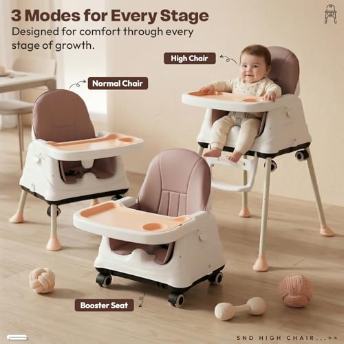 Image of StarAndDaisy High Chair for Baby /Baby Feeding Chair for 0 to 5 Years with 4 in-1 Multifunctions /High Chair with Height Adjustable,Wheels, Detachable Tray & 3-Point Safety Belt.