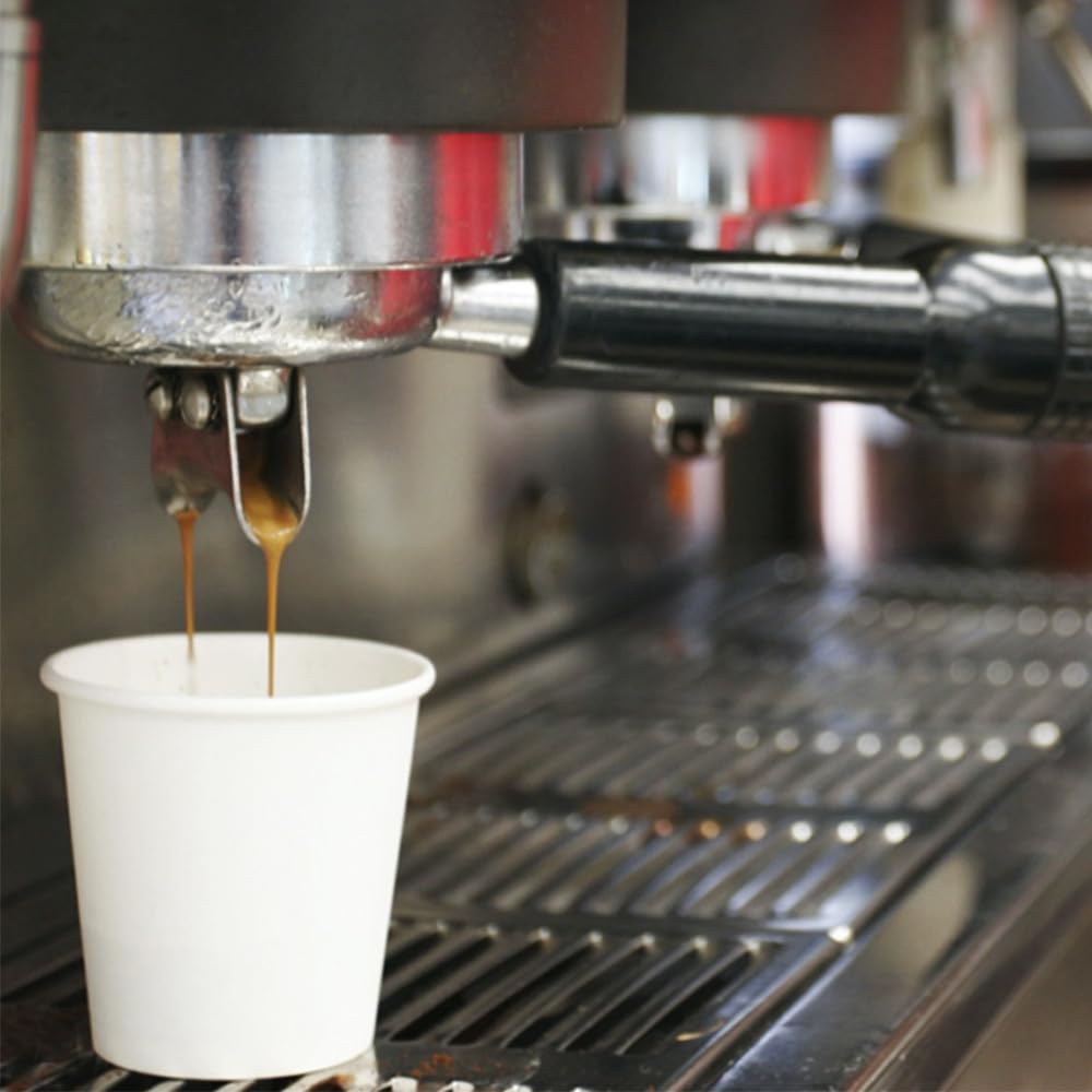Virsus 500 gobelets à café jetables, 75 ml en papier carton blanc biodégradable pour boissons chaudes ou cappuccino + 500 agitateurs en bois de bouleau