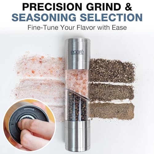 Eparé Dual Salt and Pepper Grinder Combo - 2 in 1 Refillable Peppermill Grinders - Modern Pink Himalayan Salt Grinder - Stainless Steel Manual Salt & Pepper Mill Shakers Eparé Dual Salt and Pepper Grinder Combo - 2 in 1 Refillable Peppermill Grinders - Modern Pink Himalayan Salt Grinder - Stainless Steel Manual Salt & Pepper Mill Shakers