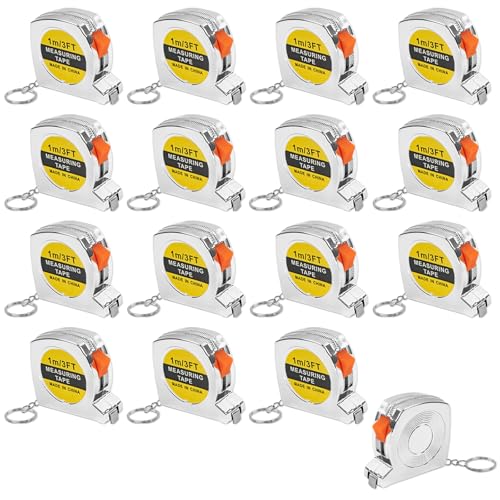 Mini cinta métrica llavero 3 pies acero 16 pcs miniatura 1
