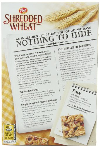 image for Post Shredded Wheat Original Cereal, No Sugar or Salt Added, 15-Ounce 
