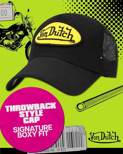 Image of Von Dutch Unisex Trucker Hat - Retro Classic Solid Color Mesh Back Snapback Baseball Cap for Men & Women.