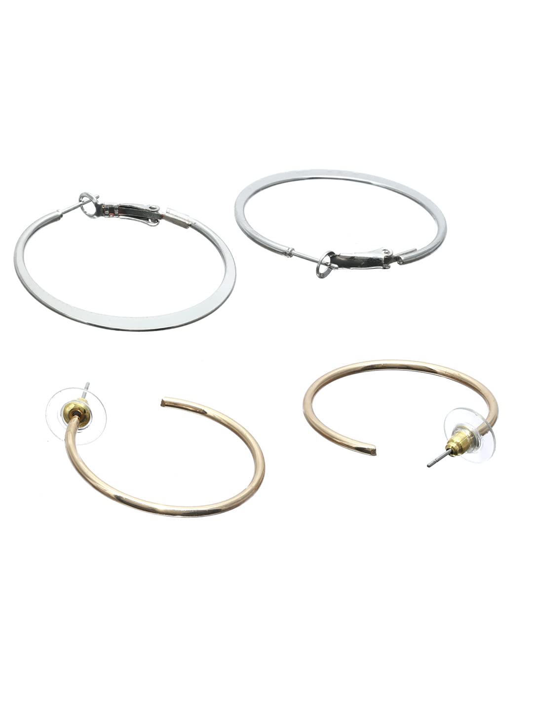 Classic Silver Plated Hoops Earrings Set of 2