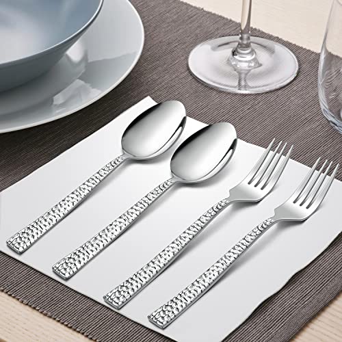 Haware Hammered Forks And Spoons Silverware Set thumb #3