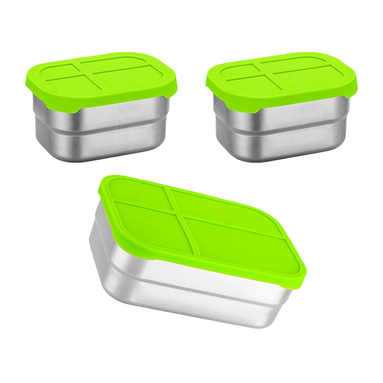 Tsophreniq 3Pieces Nonrust Steel Kitchen Container Silicone Lid Included Leak Proof Microwave Safe for Home and Nonrust Lunch Box
