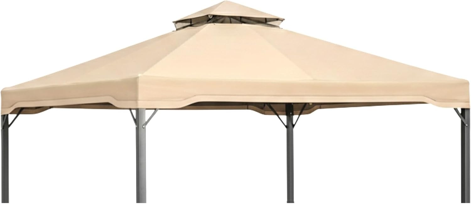 Garden Winds Reinforced Replacement Canopy Top Cover Compatible with The X1405030 Bergamo 10' x 10' Gazebo - Classic Sand, Riplock 350
