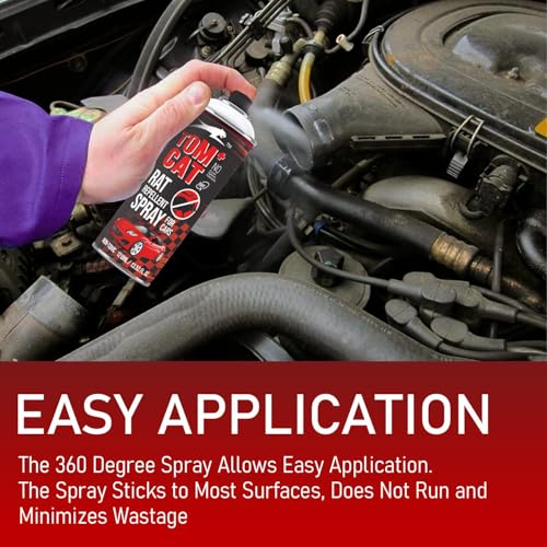 Image of Tom Cat No Entry Rat Repellent Spray for Cars - Long-Lasting | Easy Spray Nozzle, Leak-Free, Up to 1-Year Effectiveness | Includes Protective Glove & Mask - Pack of 1 | 118 ML - Formulation 1X
