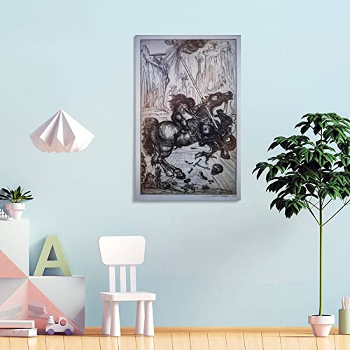 Surrealism Posters Room Aesthetics, Salvador Dali. St. George And The Dragon Salvador Dali 1947 Prints, Gym Bedroom Living Room Bar Office Dining Room Wall Decoration Canvas Painting Wall Art Poster F #TOP3