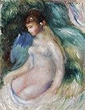 Huile sur toile. ColorfulStream NU ASSIS de Pierre-Auguste Renoir. 100% Peint à la main.Reproduction à l\'huile sur toile (non encadrée et non étirée). Taille de la peinture: 24x78,7 cm.
