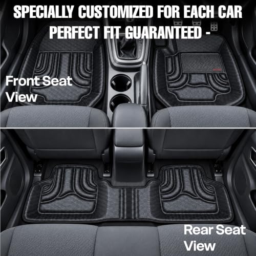 Image of OTO2EYE Car Floor Mat 4.5D Compatible for Maruti Suzuki Wagon R (2019 Onwards) All Model, 100% Waterproof Tray Shape, Set of 3 Pieces, Top Notch PVC 4.5D Foot Mats, Washable, 1 Year Warranty