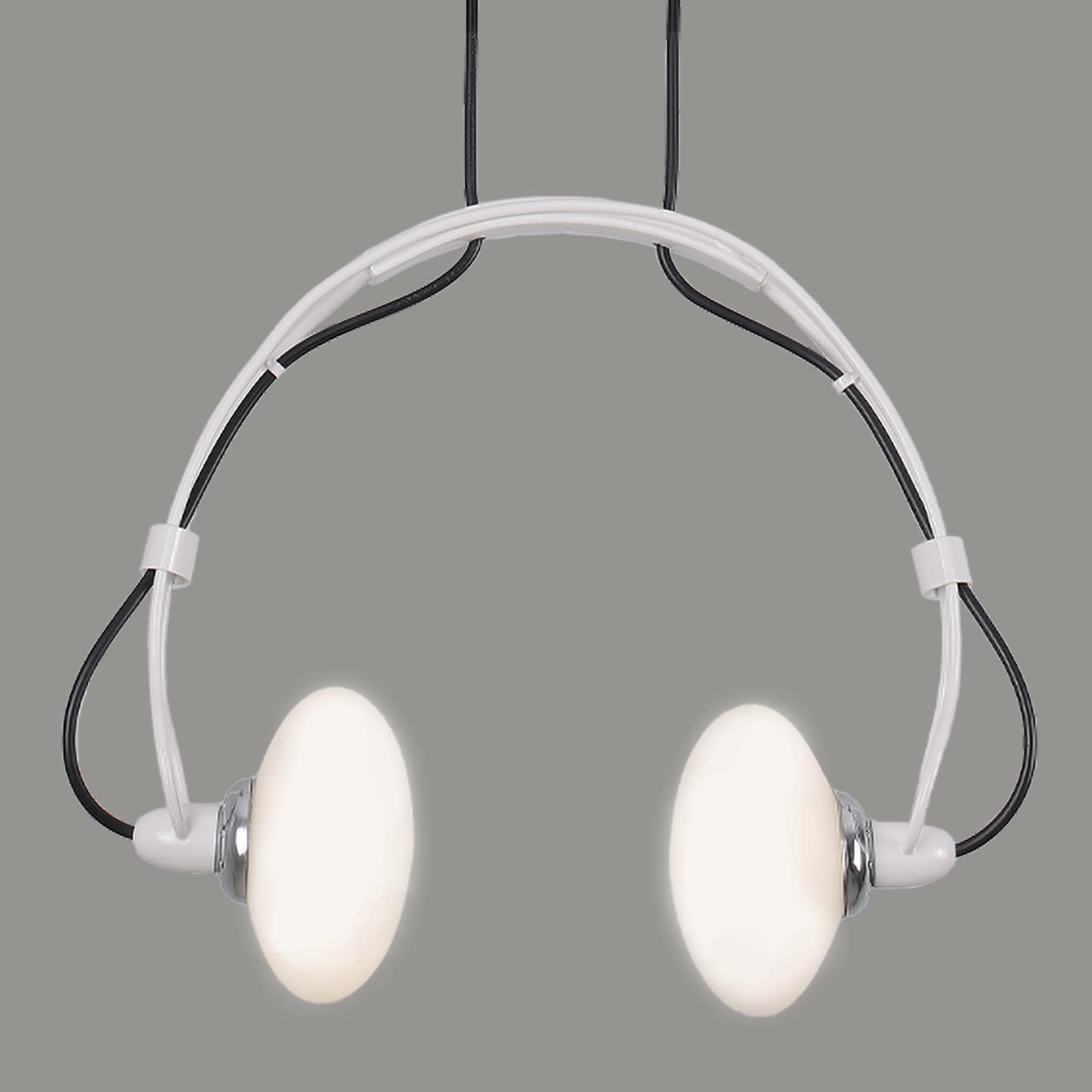 YOXANG Pendant Light Fitting Creative LED Pendant Lighting Ceiling Modern Iron Adjust Headphone Shape Hanging Lights for Dining Room Bedroom Glass Chandeliers Ceiling Lights 2×G4 Bulb Included (White)