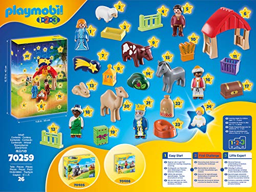 PLAYMOBIL Adventskalender 2021 - 70259 Weihnachtskrippe mit liebevollen Figuren, Tieren und Zubehörteilen hinter jedem… – Bild 4