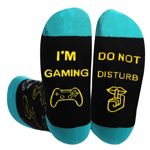Dekzked Calzini per bambini, adolescenti, adulti, regali di Natale da uomo per lui, papà, figli, fidanzato, marito, non disturbare I'm Gaming, calzini, Blu, Taglia unica