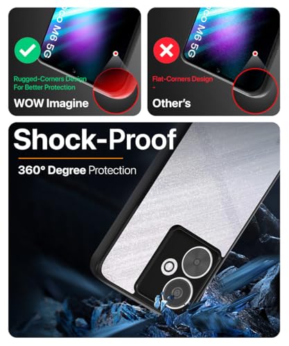 Image of WOW IMAGINE Shockproof Hybrid Back Cover for Xiaomi Redmi 13C 5G | Poco M6 5G | Hard Slim fit Back Case | PC & TPU | Clear Transparent Case - Black