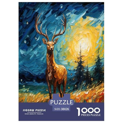 Puzzle de alce estilo óleo de 1000 piezas: estimula tu mente con un juego educativo imposible