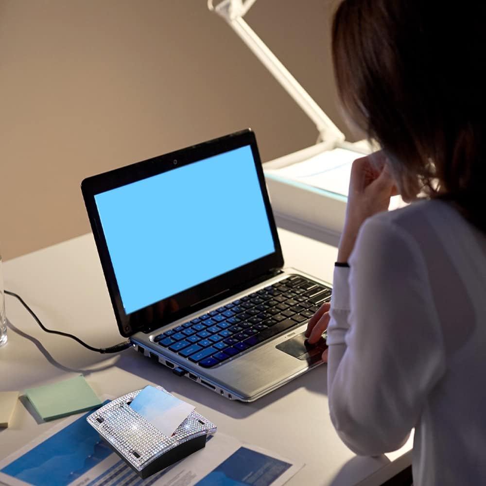 2PCS Rhinestone Self Stick Note Pad Holders 4 x 4 Inches Post-it Pop up Sticky Notes Dispenser Memo Note Container Dispenser for Office Home Classroom Desk Supplies : Office Products